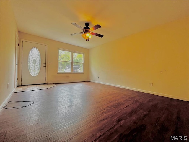 13556 Rustic Valley Dr, Wright City, MO 63390 - entrance foyer with wood finished floors, a ceiling fan, and baseboards