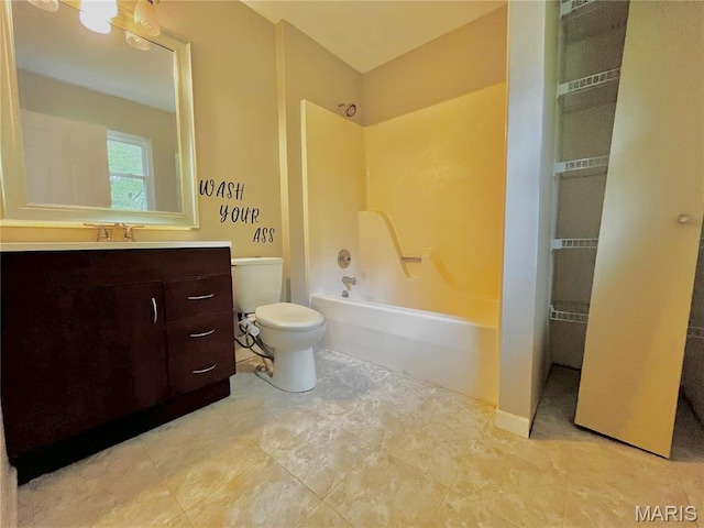 13556 Rustic Valley Dr, Wright City, MO 63390 - full bathroom with toilet, vanity, shower / bath combination, and tile patterned flooring