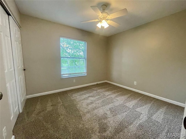 3114 Edwards Pl Unit 304, Maryland Heights, MO 63043 - unfurnished bedroom with carpet floors, a closet, baseboards, and ceiling fan