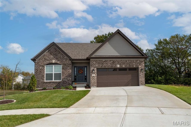 134 Columbia Meadows Ln, Ofallon, MO 63366 - single story home with brick siding, driveway, a front lawn, and a garage