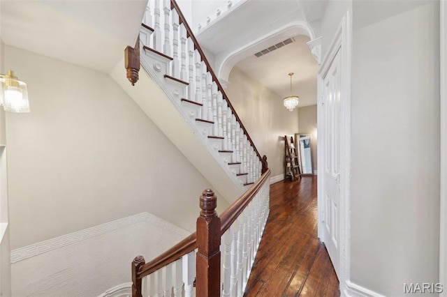 2116 Victor St, Saint Louis, MO 63104 - staircase with hardwood / wood-style flooring and baseboards