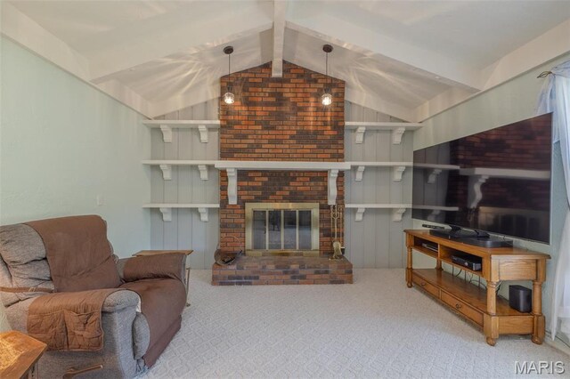 6344 Gibison Rd, Troy, MO 63379 - living room featuring carpet flooring and a brick fireplace