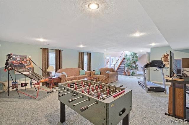 5026 Kype View Ave, Festus, MO 63028 - rec room with carpet, healthy amount of natural light, and a textured ceiling