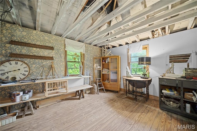 3066 W Meyer Rd, Foristell, MO 63348 - miscellaneous room with wallpapered walls, wood finished floors, and plenty of natural light