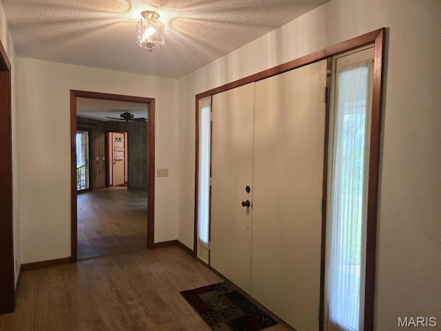 16043 County Road 624, Dexter, MO 63841 - foyer with wood finished floors, a textured ceiling, and baseboards