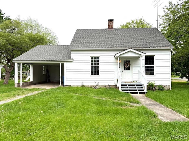 405 W Magnolia St, Marine, IL 62061 - view of front of home with a chimney, roof with shingles, and a front yard