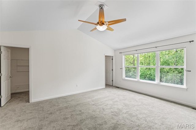 2158 Avalon Ridge Cir, Fenton, MO 63026 - carpeted spare room with lofted ceiling, ceiling fan, and baseboards