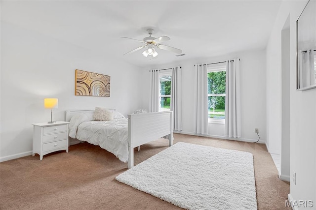 1424 Haarman Oak Dr, Wildwood, MO 63005 - bedroom with light colored carpet, baseboards, and ceiling fan