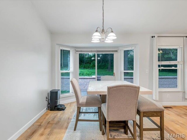 927 Annabrook Park Dr, Ofallon, MO 63366 - dining area featuring a chandelier, healthy amount of natural light, and light wood-type flooring