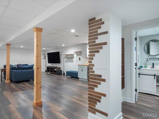 927 Annabrook Park Dr, Ofallon, MO 63366 - stairway featuring wood finished floors and recessed lighting