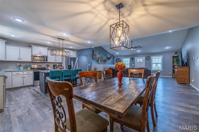 1541 Fairfield Dr, Lebanon, MO 65536 - dining space with wood finished floors, recessed lighting, a chandelier, and baseboards