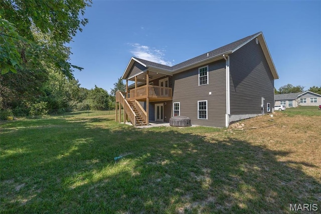 1541 Fairfield Dr, Lebanon, MO 65536 - rear view of house featuring stairs, a ceiling fan, and a deck