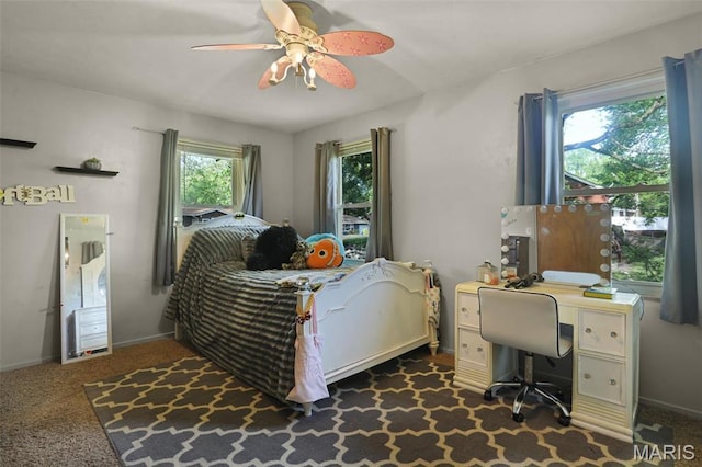 11 Wilshire St, East Alton, IL 62024 - carpeted bedroom featuring a ceiling fan, a desk, and baseboards