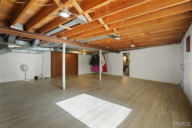 11 Wilshire St, East Alton, IL 62024 - unfinished basement featuring wood finished floors and concrete block wall