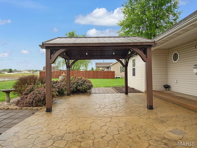 view of patio / terrace with a gazebo