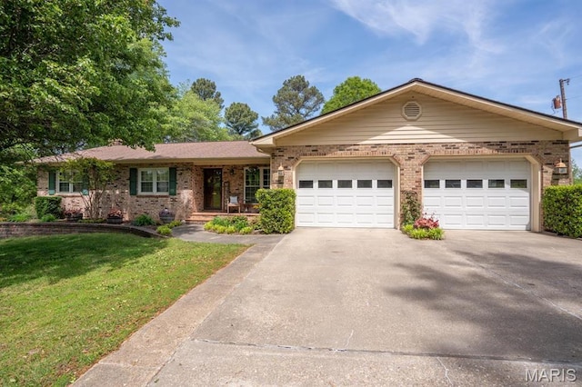 16785 County Road 624, Dexter, MO 63841 - ranch-style home with brick siding, driveway, an attached garage, and a front lawn