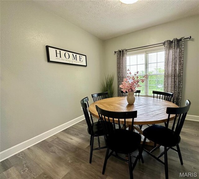1324 Chelsea Ln, Rolla, MO 65401 - dining space featuring baseboards, dark wood-style floors, and a textured ceiling