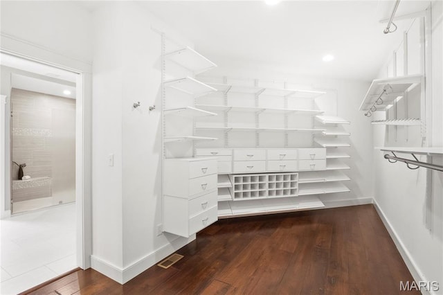 spacious closet featuring wood finished floors