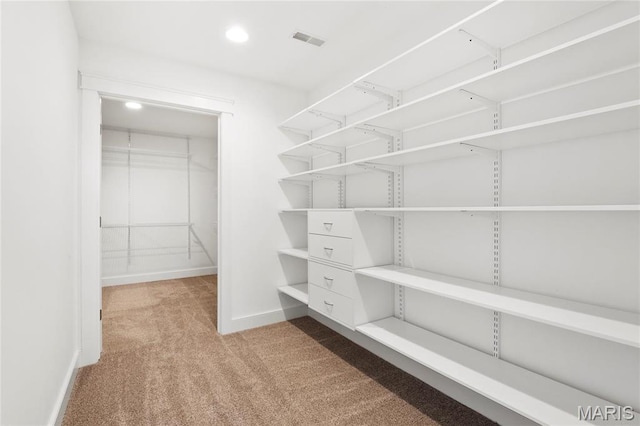 walk in closet featuring carpet