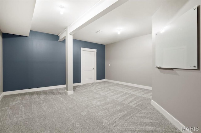 finished below grade area with carpet and baseboards
