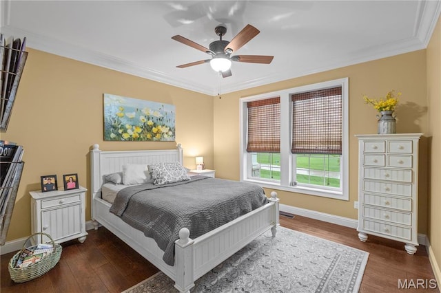 132 Hillary Cir, Wentzville, MO 63385 - bedroom with wood finished floors, ornamental molding, baseboards, and a ceiling fan