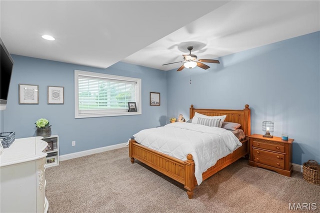 132 Hillary Cir, Wentzville, MO 63385 - bedroom with carpet flooring, baseboards, ceiling fan, and recessed lighting
