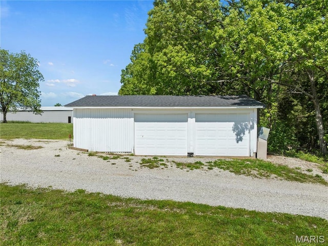 view of detached garage
