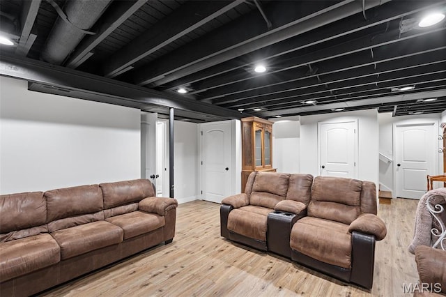 living room featuring light wood-type flooring