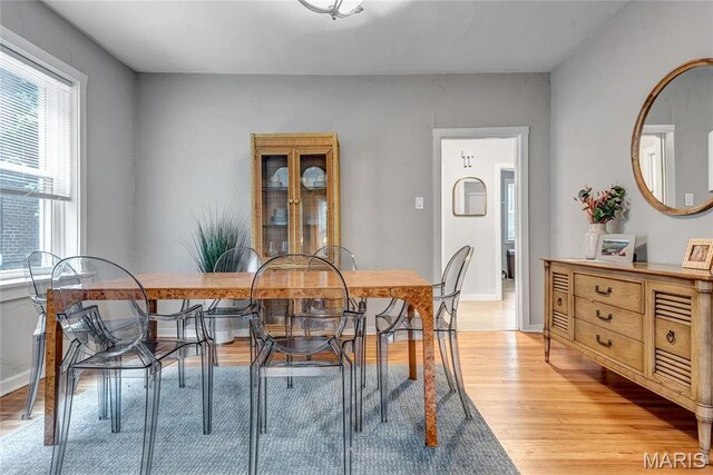 dining room with light wood finished floors