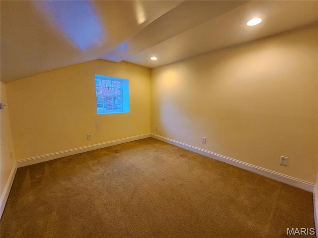 436 Hern Ave, Saint Louis, MO 63135 - additional living space featuring baseboards, carpet flooring, lofted ceiling, and recessed lighting