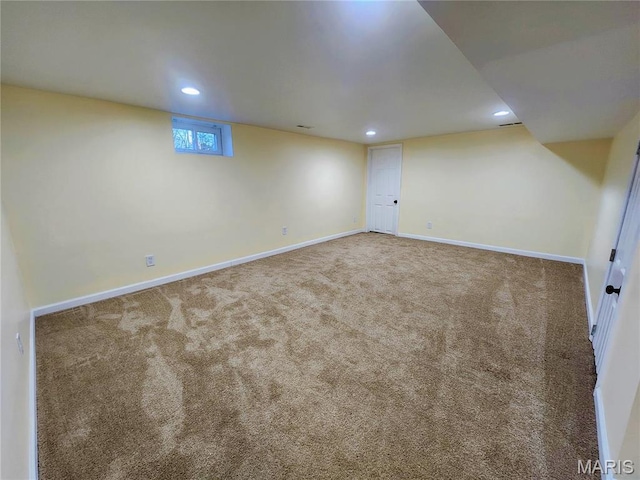436 Hern Ave, Saint Louis, MO 63135 - basement featuring carpet floors, recessed lighting, and baseboards