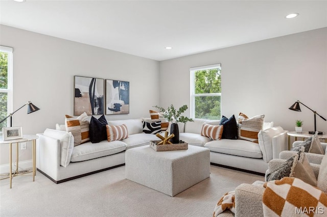 973 Tara Ct, Chesterfield, MO 63005 - carpeted living room with plenty of natural light and recessed lighting