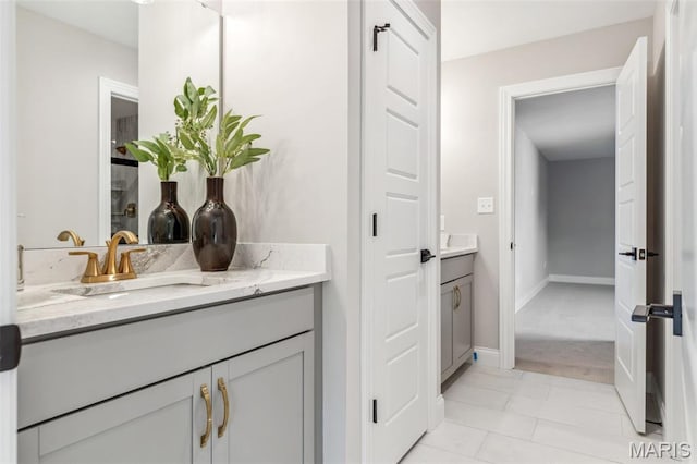 973 Tara Ct, Chesterfield, MO 63005 - bathroom with vanity and tile patterned flooring