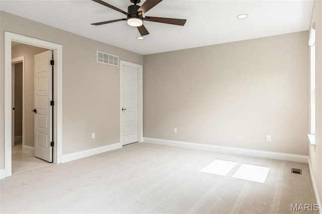 973 Tara Ct, Chesterfield, MO 63005 - unfurnished bedroom featuring light carpet, recessed lighting, and a ceiling fan