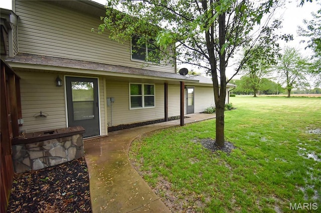 back of property with a lawn
