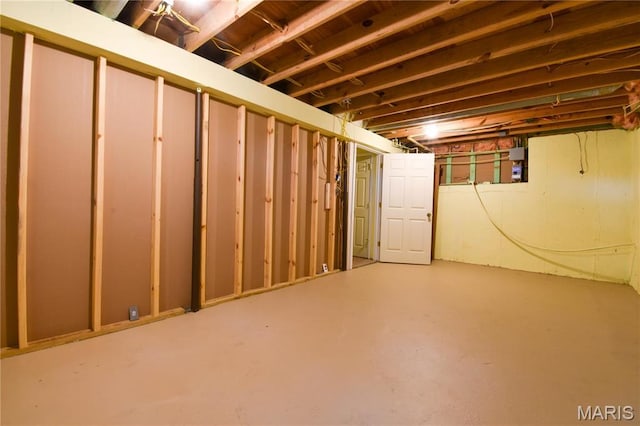 view of unfinished below grade area