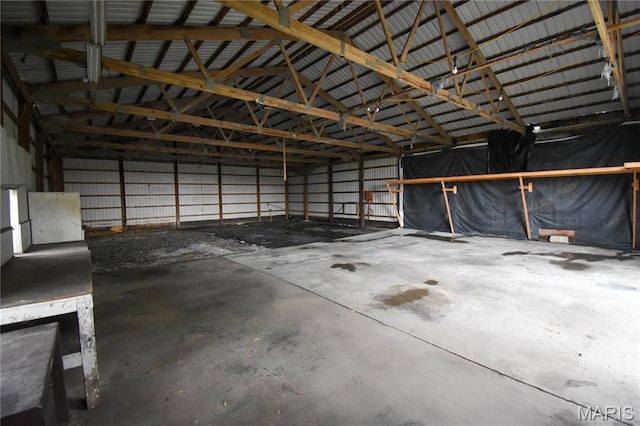 garage featuring metal wall