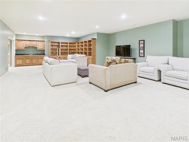 262 Woodland Hill Rd, Poplar Bluff, MO 63901 - living area featuring light carpet and recessed lighting