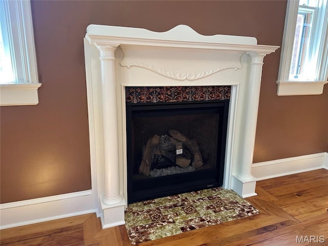 detailed view of a fireplace