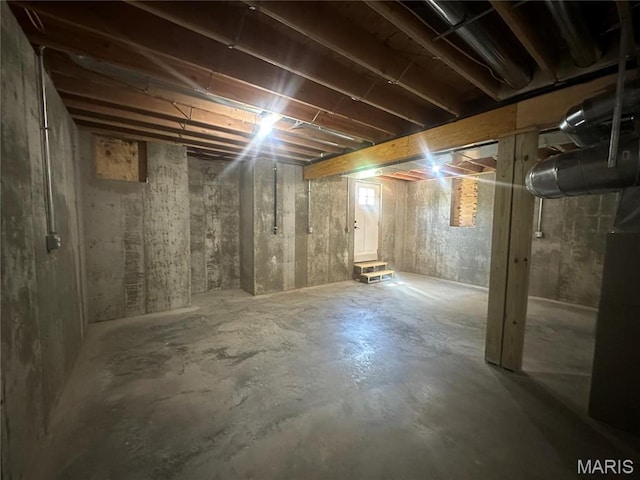 view of unfinished below grade area