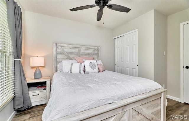 10 Warshire Ct Unit 67B, Ofallon, MO 63366 - bedroom with wood finished floors, a closet, baseboards, and a ceiling fan