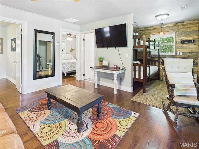 1 Richbark Ln, Van Buren, MO 63965 - living area with wood finished floors, baseboards, and ceiling fan