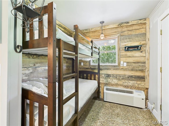 1 Richbark Ln, Van Buren, MO 63965 - bedroom featuring wooden walls and a wall unit AC