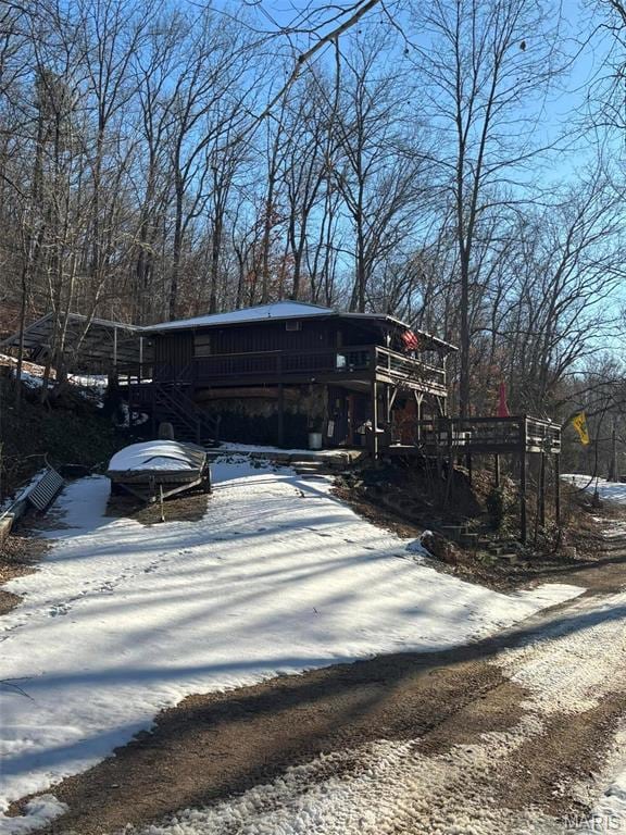 1 Richbark Ln, Van Buren, MO 63965 - snow covered property with a wooden deck
