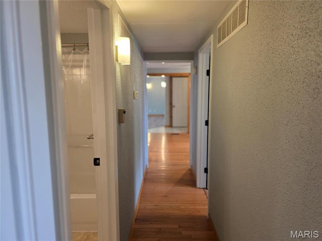306 Edna Ln, Sparta, IL 62286 - hall featuring a textured wall and wood finished floors
