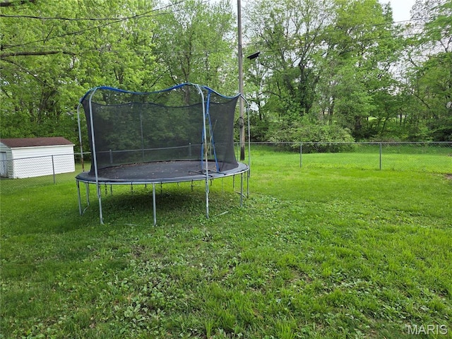 306 Edna Ln, Sparta, IL 62286 - view of yard featuring a trampoline and an outbuilding