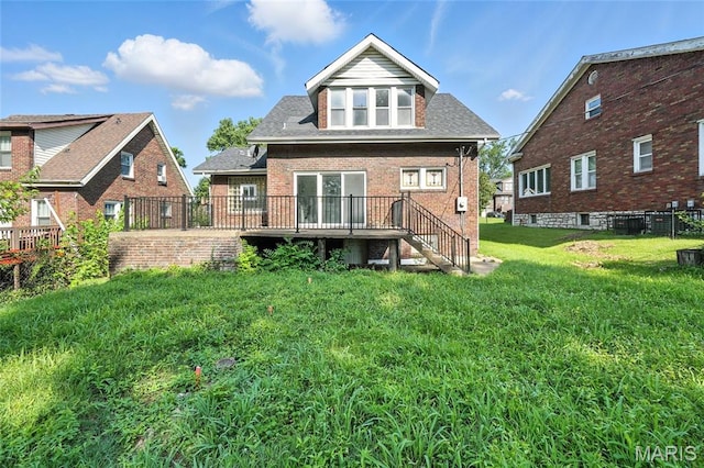 3604 Ridgedale Ave, Saint Louis, MO 63121 - back of house featuring a wooden deck, brick siding, and stairway