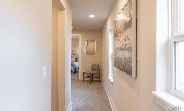 204 S 3rd St, De Soto, MO 63020 - hall featuring carpet floors, plenty of natural light, recessed lighting, and baseboards