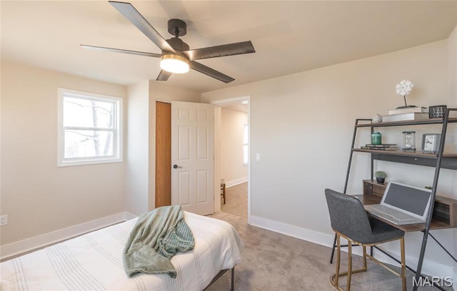 204 S 3rd St, De Soto, MO 63020 - carpeted bedroom with baseboards, an office area, and ceiling fan