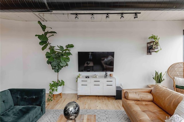 2020 Washington Ave Unit 713, Saint Louis, MO 63103 - living area featuring light wood-type flooring, track lighting, and baseboards